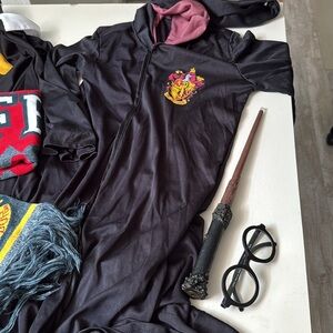Gryffindor Themed Costume Set Harry Potter wand glasses tie dress up sz S and M